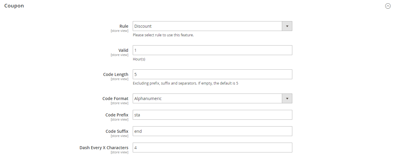 Coupon Configuration